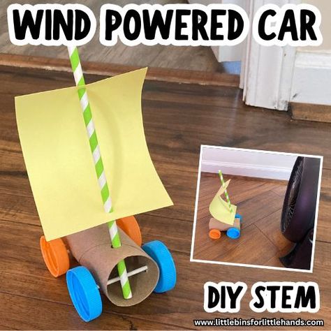 Wind Powered Car Stem Project, Wind Powered Car, Balloon Powered Car Diy, Car Stem Activities, Technology Crafts For Kids, Kids Inventions Projects For School, Simple Machines Projects For Kids, Stem Crafts For Kids, Engineering Projects For Kids