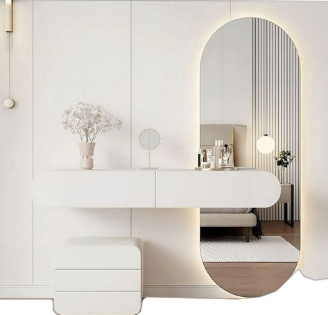 Modern Dressing Table Designs, Dressing Table Modern, Reka Bentuk Bilik Tidur, Hiasan Bilik Tidur, Interior Design Per La Casa, Modern Minimalist Bedroom, Dressing Table Design, Mirror Makeup, Dressing Table Set