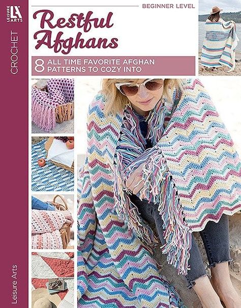 Restful Afghans - Leisure Arts - eBook Review January 2021 Patons Classic Wool, Reverse Single Crochet, Afghans Crochet, Crochet Shell Stitch, Crocodile Stitch, Feather Stitch, Caron Simply Soft, Medium Weight Yarn, Crochet Fringe