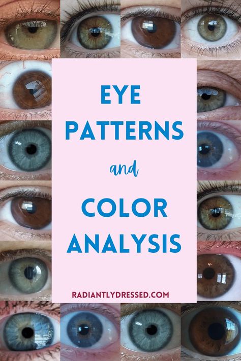 Base Color Dress, Color Seasons Eyes, Cool Winter Eyes, Iris Patterns Eye, Soft Summer Hazel Eyes, Seasonal Eye Patterns, Winter Eye Pattern Color Analysis, Color Season Eye Pattern, Blue Eye Color Chart