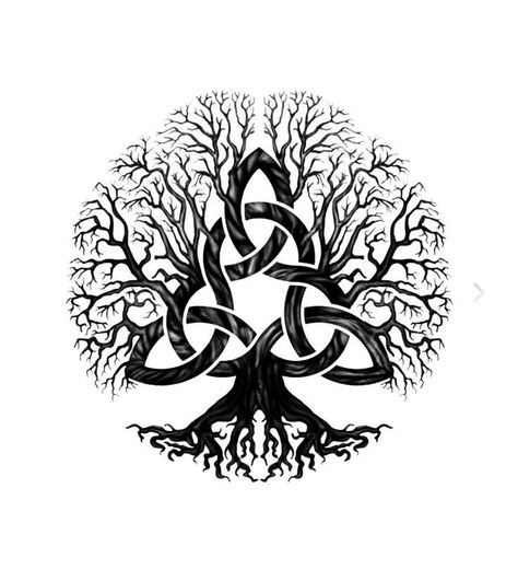 Nordic Tree Of Life Tattoo, Graphic Tattoo Ideas, Celtic Tree Of Life Tattoo, Freya Tattoo, Triquetra Tattoo, Celtic Tree Tattoos, Mutterschaft Tattoos, Yggdrasil Tattoo, Viking Drawings