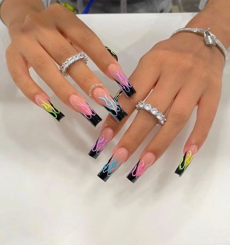 45 Top Homecoming nails with black nails 2021 to try - Page 5 of 5 - Mycozylive.com | Acrylic nails, Long acrylic nails coffin, Pink acrylic nails https://www.pinterest.com/pin/nails-by-dailynails31-on-instagram-12345-6--356910339229832034/ Nails And Rings, Rave Nails, Multicolored Nails, Black Acrylic Nails, Colorful Nail, Cute Acrylic Nail Designs, Glow Nails, Dope Nail Designs, Long Acrylic Nails Coffin