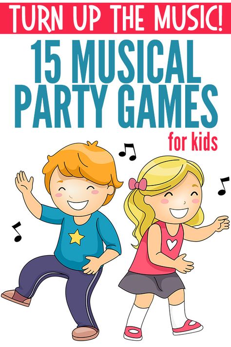 15 musical party games that are fun for kids of all ages. Perfect games for disco and dance parties, or a karaoke night with friends. #musicpartygames #musicparty #partygamesforkids #gamesforkids #kidspartygames Music Party Games, Kids Party Games Indoor, Dance Party Games, Disco Party Kids, Music Games For Kids, Musical Party, Kids Bop, Party Games For Kids, Dance Party Birthday