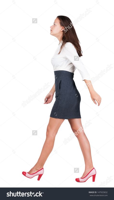 Girl In Suit, Woman Back View, Drawing Side View, Walking Pose, Walking Poses, Feet Drawing, Walking Women, Walking In Heels