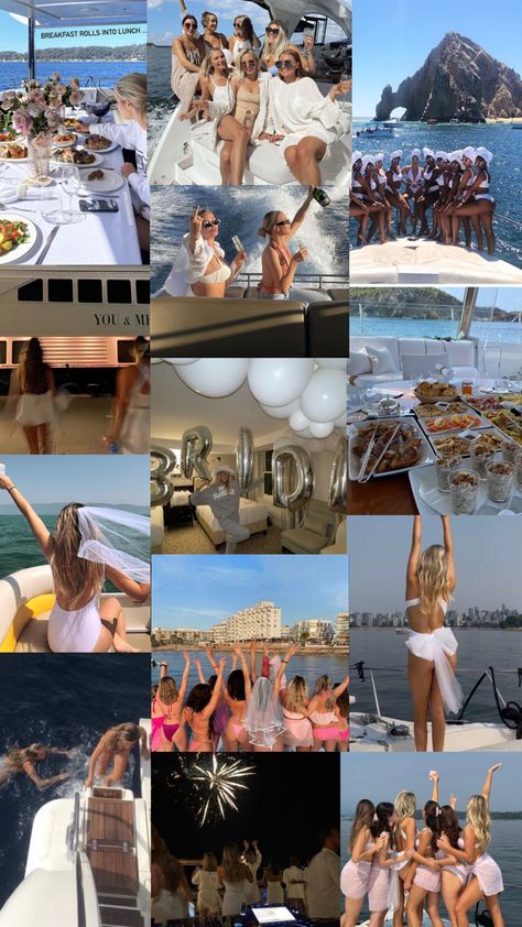 Clever Bachelorette Themes, Boat Party Theme, Boat Bachelorette Party, Aesthetic Bachelorette, Cruise Bachelorette Party, Miami Bachelorette Party, Bachelorette Inspo, Bachelorette Theme, Bachelorette Party Weekend