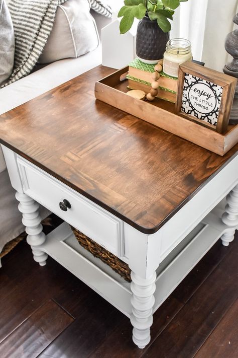 End Table Makeover Ideas, Table Makeover Ideas, Refurbished End Tables, Redo End Tables, Refinished End Tables, Diy End Table, Paint Makeover, Painted End Tables, End Table Makeover