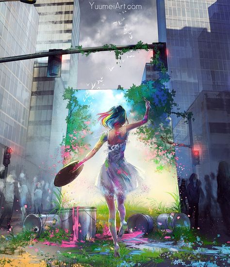 Yuumei Art, The Path Less Traveled, Path Less Traveled, Japon Illustration, Arte Fantasy, Dreamy Art, Anime Scenery Wallpaper, Girls Cartoon Art, Digital Art Girl