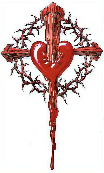 Heart With Thorns Tattoo, Heart With Thorns, Wooden Cross Tattoos, Cross Piercing, Jesus Tattoos, Thorns Tattoo, Crucifix Tattoo, Cover Tattoos, Thorn Tattoo