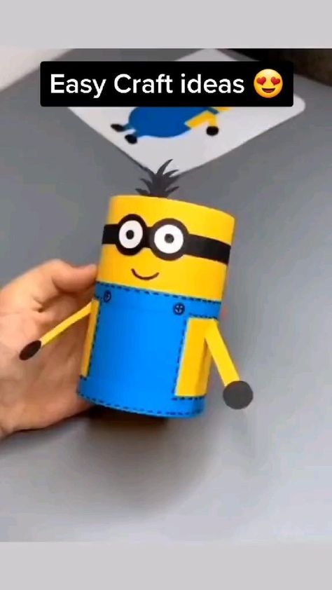 homework in 2022 | Homework Projek Menjahit, A Minion, Seni Dan Kraf, Cool Paper Crafts, Hand Crafts For Kids, Diy Bottle Crafts, Paper Craft Diy Projects, Paper Toy, Plastic Bottle Crafts