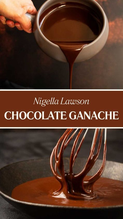 Dark chocolate, heavy cream, and butter come together in this simple yet delicious ganache recipe by Nigella Chocolate to create a luxurious sauce that can be used to top off any sweet treat. This rich ganache is a chocolate lover’s dream come true, and it goes wonderfully with cakes, cookies, or as a simple drizzle. Chocolate Ganache Drip Recipe, Chocolate Ganache For Cheesecake, Small Batch Chocolate Ganache, Dark Chocolate Sauce Recipe, Nigella Lawson Desserts, Chocolate Ganache Cake Recipe, Russian Chocolate, Easy Chocolate Ganache, Chocolate Ganache Glaze