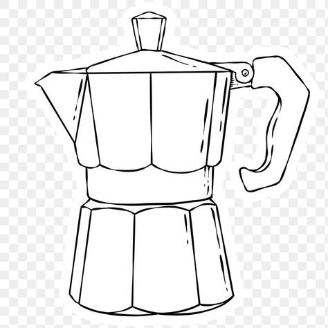 Moka Pot Drawing, Moka Pot Illustration, Moka Pot Tattoo, Coffee Pot Drawing, Word Art Canvas, Diy Sharpie Mug, Dog Embroidery Designs, Sharpie Mug, Diy Sharpie