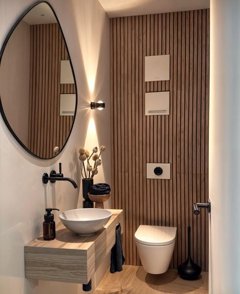 Small Downstairs Toilet, Toilet Room Decor, Wc Design, Small Toilet Room, Cabin Bathrooms, Guest Toilet, Modern Toilet, Bad Inspiration, Downstairs Loo