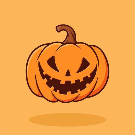 Pumpkin halloween flat cartoon hand draw... | Premium Vector #Freepik #vector #background Halloween Drawings Pumpkins, Halloween Pumpkin Drawing Easy, Halloween Vector Art, Cartoon Halloween Drawings, Cute Halloween Pumpkin Drawing, Halloween Vector Illustration, Pumpkin Carving Cartoon, Pumkin Drawing Cartoon, Cartoon Pumpkin Drawing