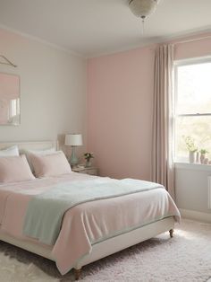 Pale Pink Bedrooms, Blush Pink Rug, Pink Bedroom Accessories, Pink Bedroom Decor Ideas, Blush Pink Bedroom Decor, Pink Dorm Room Decor, Guest Bedroom Inspiration, Blush Pink Bedroom, Pink Bedroom Walls