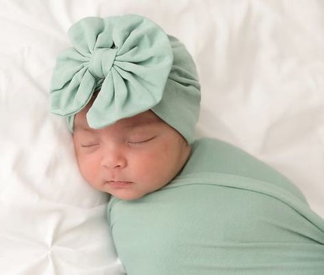 Newborn Messy Bow Baby Turban Hat for Baby Girls and Toddlers Newborn Bow Hat, Newborn Turban, Baby Turban Hat, Fall Hat, Knit Turban, Baby Fall, Newborn Beanie, Newborn Bows, Newborn Gown