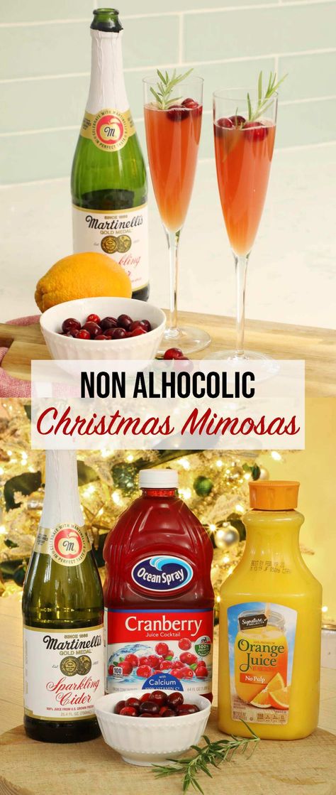 This non alcoholic Christmas mimosa is a fun mocktail. It’s is simple and easy, with only 3 ingredients, for Christmas morning, a holiday brunch or on New Year’s Eve. Non Alcoholic Mimosas, New Year’s Eve Punch Non Alcoholic, Nonalcoholic Mimosa, New Year’s Eve Mocktail, Breakfast Mocktail, Breakfast Drinks Nonalcoholic, New Years Mocktail, Fun Mocktail, Nye Ideas