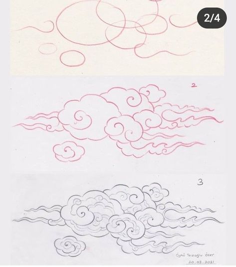 How To Draw Japanese Clouds, Japanese Clouds Drawing, Clouds Japanese Art, Japanese Cloud Design, Asian Clouds Drawing, Chinese Clouds Art, Japanese Clouds Illustration, Japanese Clouds Design, Asian Cloud Tattoo