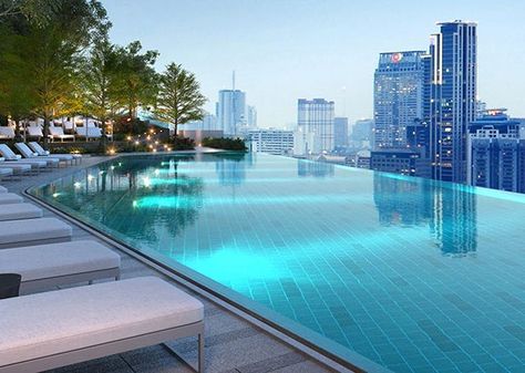 Penthouse Bar, Park Hyatt Bangkok, Hotel Swimming Pool, Yabu Pushelberg, Bangkok Hotel, Park Hyatt, Modern Pools, Hotel Pool, Rooftop Pool