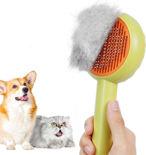 Amazon.com : HICC GROOM! Pet Grooming Brush for Cats and Dogs, Self-Cleaning Sliker Brush for Removes Mats, Tangles, and Loose Hair, Shedding Brush for Short or Long Haired Cats/Dogs (Donut) : Pet Supplies Cat Hair Removal, Pet Grooming Tools, Loose Hair, Long Haired Cats, Cat Shedding, Pet Brush, Hair Shedding, Dog Brushing, Hair Detangler