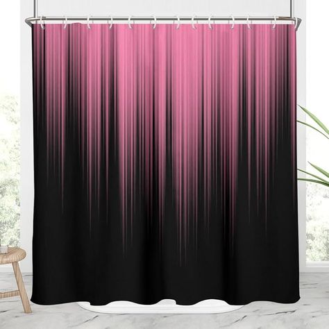 Amazon.com: AAtter Pink and Black Shower Curtain Ombre Abstract Gradient Girls Girly Cute Preppy Designer Women Teen Glam Two Tone Modern Art Unique Aesthetic Funny Home Bathroom Decor Bathtub Set, 72x72, Fashion : Home & Kitchen Pink And Black Bathroom Ideas, Blush Pink Bathroom Decor, Vivid Background, Pink And Black Bathroom, Apartment Shopping, Ombre Shower Curtain, Black Shower Curtain, Home Bathroom Decor, Pink Bathroom Decor