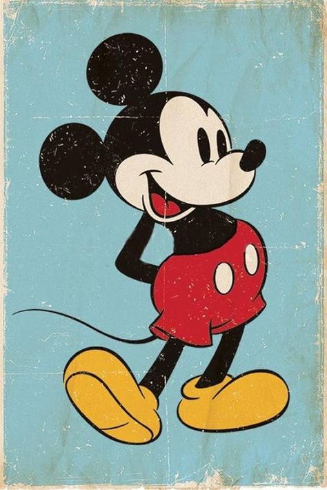 Mickey Mouse Retro, Moderne Have, Disney Poster, Mickey Mouse Vintage, Mouse Tattoos, Mouse Drawing, Classic Mickey Mouse, Retro Disney, Mickey Mouse Art