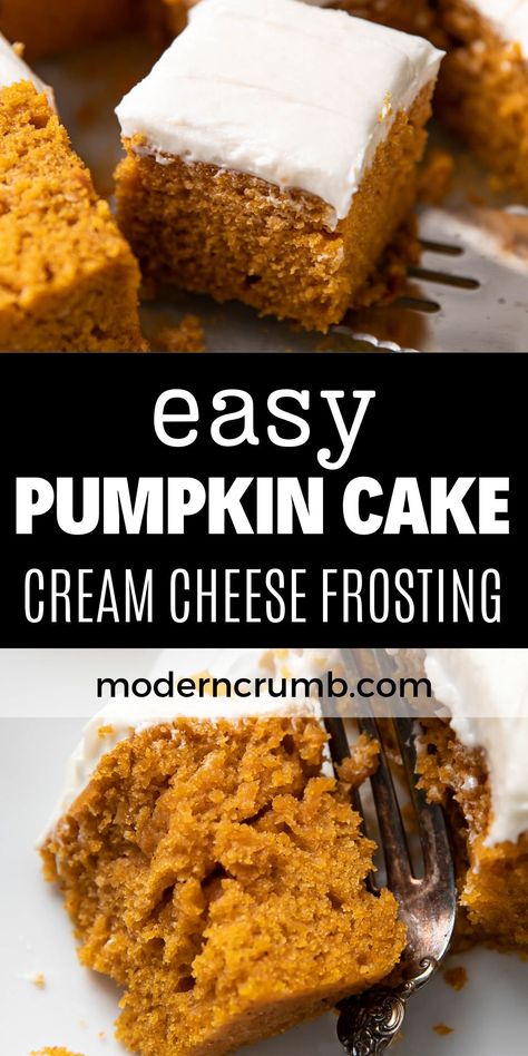 This pumpkin cake is a simple, single layer cake recipe that packs loads of pumpkin flavor. It takes about 10 minutes to prepare the cake and the rest is baking time! Top it with a creamy and tangy cream cheese frosting. Best Pumpkin Cake With Cream Cheese Frosting, Pumpkin Cake Recipes From Scratch, Single Layer Cake Recipe, Pumpkin Cake With Cream Cheese Frosting, Pumpkin Cake With Caramel Cream Cheese Frosting, Pumpkin Cake 2 Layer, 8 Inch Pumpkin Cake, Pumpkin Layer Cake With Mascarpone Frosting, Pumkin Cake