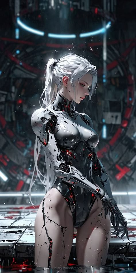 Kosmos Xenosaga, Female Scifi Character, Futuristic Mercenary, Futuristic Anime Character, Cyberpunk Female Character Art, Cyberpunk Character Art Female, Female Cyberpunk, Cyberpunk Android, Bad Photography