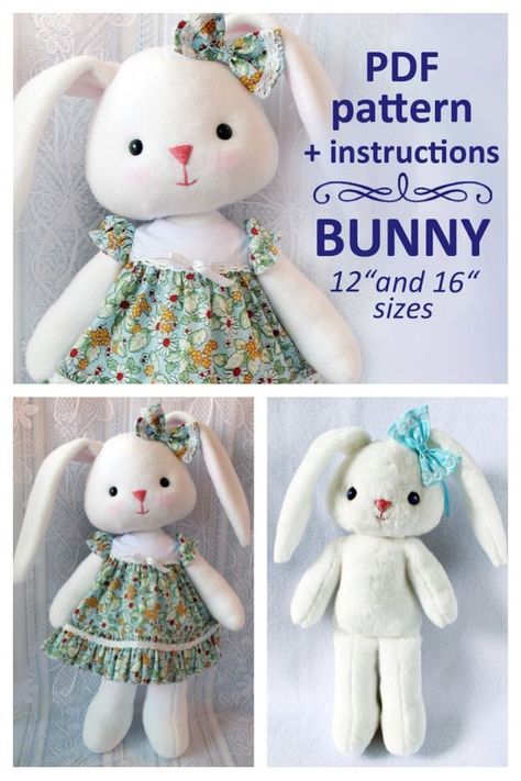 Cuddly Toy Pattern Sewing, Pattern Bunny Sewing, Stuffed Easter Bunny Sewing Pattern Free, Cloth Bunny Patterns, Free Bunny Sewing Pattern Stuffed Toys, Bunny Sewing Projects, Stuffed Bunny Sewing Pattern Free Printable, Sew Bunny Pattern Free, Easy Stuffed Bunny Sewing Pattern Free