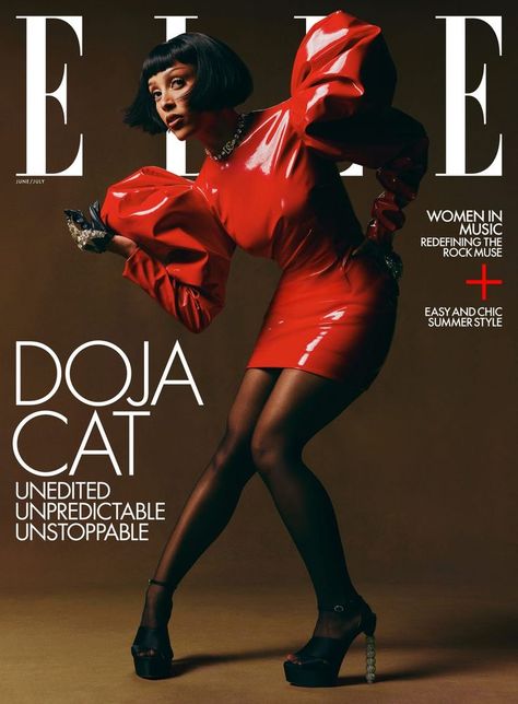 Doja Cat for ELLE magazine, cover June/July 2022 Magazine Cover Ideas, Magazine Design Cover, Elle Fashion, Vogue Magazine Covers, Elle Us, Chic Summer Style, Model Magazine, Fashion Magazine Cover, Fashion Cover