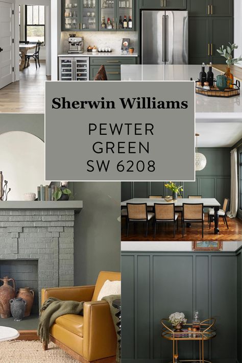 Pewter Green Sw, Green Grey Paint, Pewter Green, House Color Palettes, Neutral Paint Colors, Green Paint Colors, Sherwin Williams Paint Colors, Colors For Home, Interior Paint Colors