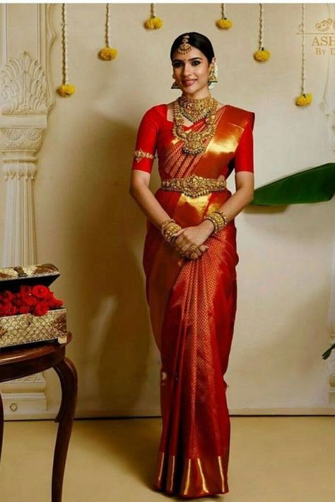 Top 15 South Indian Bridal Saree South Indian Saree Look, Saree Look Ideas, Indian Saree Look, South Indian Bridal Look, Indian Bridal Look, South Indian Saree, Red Saree Wedding, Telugu Bride, South Indian Wedding Saree