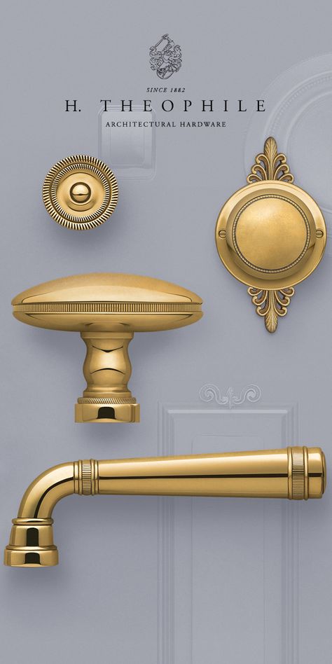 Gold Door Knobs, Doorbell Design, Black Interior Doors, Gold Door, Door Handles Interior, Brass Door Knobs, Brass Interior, Black Door Handles, Kitchen Hardware