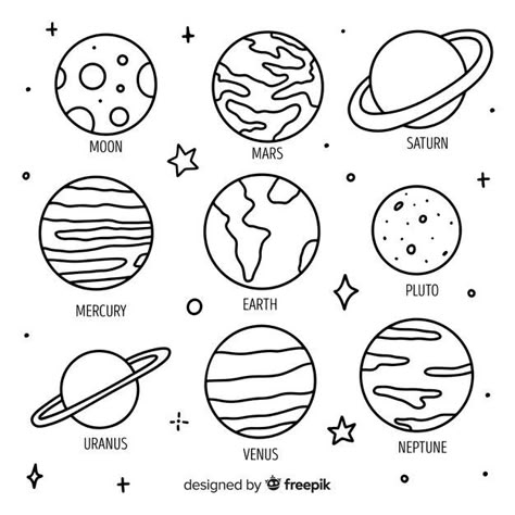 Hand drawn planets in #doodle style Free ... | Free Vector #Freepik #freevector #design #hand #sun #hand-drawn Solar System Coloring Pages, Solar System, Coloring Pages For Kids, Coloring Page, Planets, Coloring Pages, Solar, For Kids, White