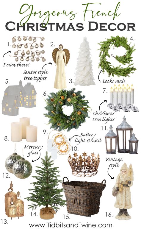 Gorgeous French Christmas Decor items French Chateau Christmas Decor, French Vintage Christmas, Country French Christmas Tree, Built Ins Christmas Decor, French Country Winter Decor, French Farmhouse Christmas Tree, French Country Christmas Bedroom, Christmas French Country Decor, Country French Christmas Decorating