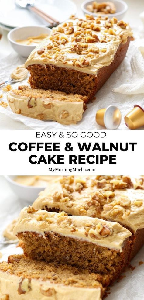 Coffee Cake Moist, Condensed Milk Coffee Cake, Maple Walnut Coffee Cake, Coffee Walnut Loaf, Walnut And Coffee Cake, Coffee Cake With Coffee In It, Coffee Bread Loaf, Cake Loaves Recipes, Dessert Loafs Recipes