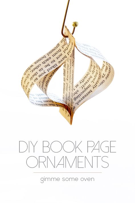 DIY (Easy!) Book Page Ornaments -- a step-by-step tutorial for cute ornaments that can be made in minutes! | gimmesomeoven.com #christmas Book Page Ornaments, Easy Wedding Diy, Book Christmas Tree, Cute Ornaments, Paper Decorations Diy, Old Book Crafts, Diy Christmas Garland, Paper Christmas Ornaments, Easy Books