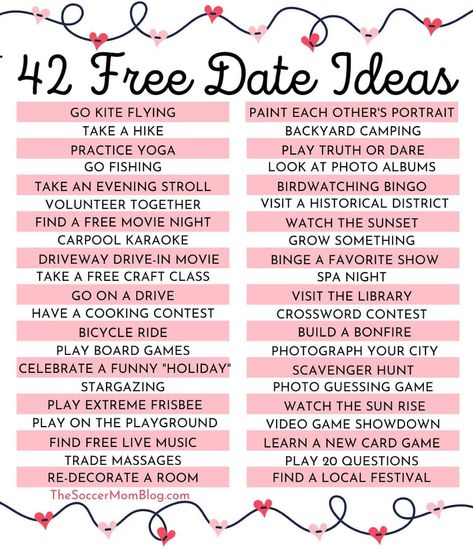 Free Date Ideas, Things To Do With Your Boyfriend, Fun Date Ideas, Creative Date Night Ideas, Date Night Jar, Cheap Date Ideas, Day Date Ideas, Romantic Date Night Ideas, Romantic Questions