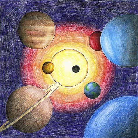 galaxy depth (colored pencil) Galaxy Drawings, Dye Art, Magic Drawing, Planet Drawing, Jellyfish Drawing, Space Kids, Color Pencil Illustration, Space Drawings, Galaxy Colors