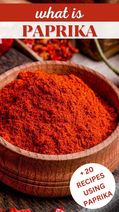 Paprika is one of the most commonly-used spices in the world. It has an incredible flavor and can be used in many different recipes. Learn all about paprika: what it is, how to cook with it, and 20 recipes using paprika! Paprika Recipes Ideas, How To Make Paprika, How To Make Paprika Powder, Homemade Paprika Powder, Sweet Paprika Recipes, Paprika Powder Recipe, Paprika Recipes Vegetarian, Recipes With Paprika, Homemade Paprika