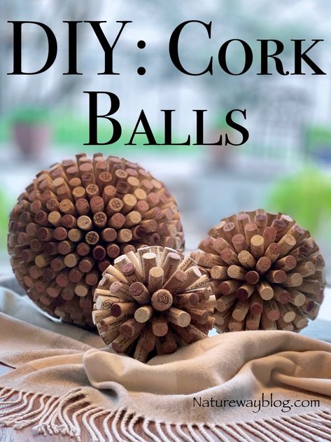 DIY: How To Make Decorative Wine Cork Balls - Nature Way Champagne Corks Ideas, Art With Corks, Uses For Corks, Crafts With Wine Corks Diy, Crafts With Champagne Corks, Things To Do With Wine Corks, Wine Cork Art Diy Wall Decor, Cork Projects Ideas, Ideas For Wine Corks