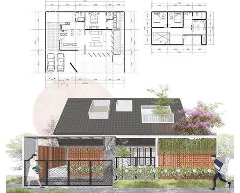 Muji House, Sketch Plan, Slope Roof, Tropical Houses Architecture, Conceptual Model Architecture, Scandinavian House, Community Spaces, Modern Tropical House, House Redesign