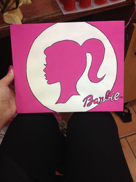 Barbie Inspired Painting, Barbie Painting Easy, Barbie Aesthetic Painting, Barbie Painting Ideas On Canvas, Barbie Acrylic Painting, Barbie Painting Canvas Easy, Barbie Painting Art, Baddie Paintings Canvas Ideas, Girly Canvas Art