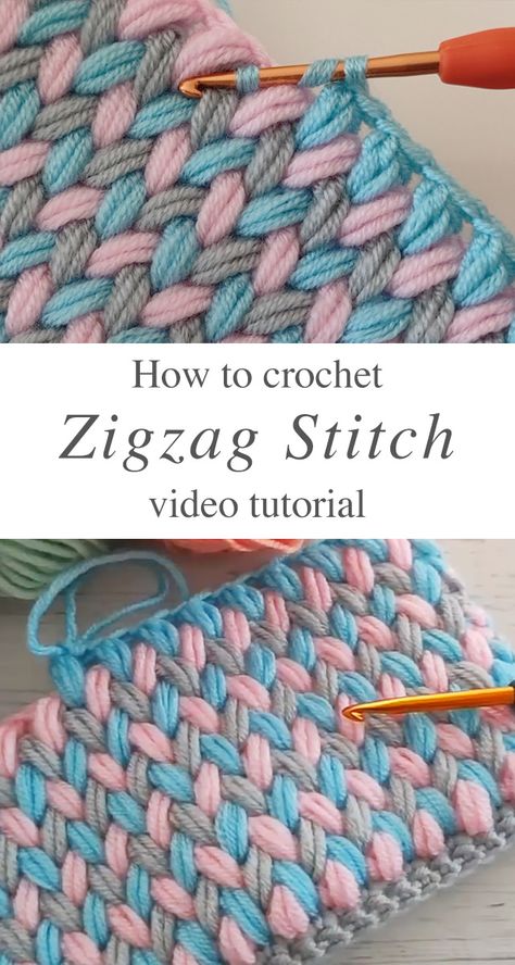 Crochet Zigzag Stitch To Use In Many Works - CrochetBeja Uncinetto Zig Zag, Zigzag Stitch, Clothes Tutorial, Crochet Stitches For Blankets, Confection Au Crochet, Crochet Stitches Free, Crochet Blanket Designs, Easy Crochet Stitches, Clothes Crochet