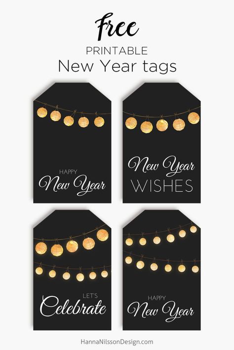 Happy New Year tags | Print some free New year celebration gift tags | #printable #freeprintables #newyear #tags #celebration #gift Tag Games, New Year Printables, Happy New Year Gift, Holiday Fonts, Free Printable Tags, Free Printable Gift Tags, Free Gift Tags, Tags Printable, Christmas Fonts