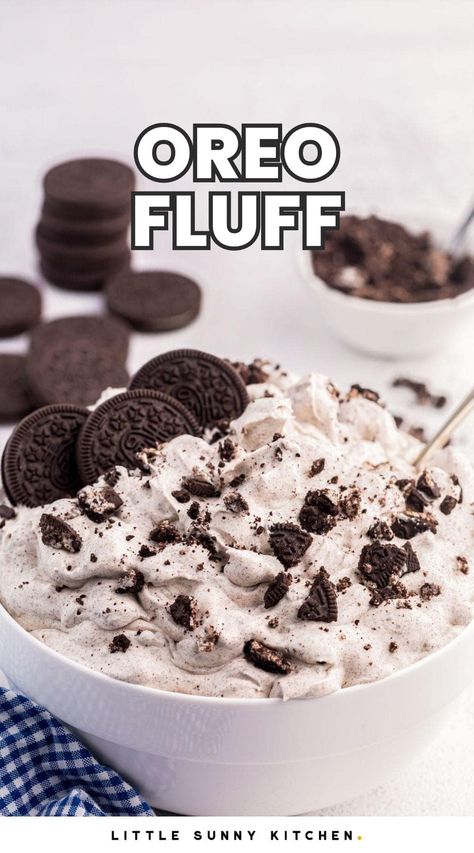 Easy Oreo Fluff, Oreo Salad, Oreo Fluff Recipe, Oreo Fluff Dessert, Marshmallow Fluff Recipes, Oreo Fluff, Little Sunny Kitchen, Pudding Flavors, Sunny Kitchen