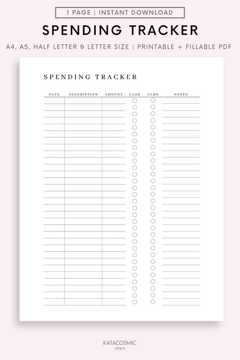 Expense Tracker, Business Expense Log Printable, Spending Tracker, Purchase Log, Transaction Log, Financial Planner Letter/HalfLetter/A4/A5 digitaplannerandroid #weeklyplannerprintable🌹 Expense Tracker Printable Free, Stationary List, Purchase Tracker, Business Daily Planner, Business Planner Printables, Spending Tracker Printable, Financial Tracker, Expense Tracker Printable, Daily Planner Printables Free