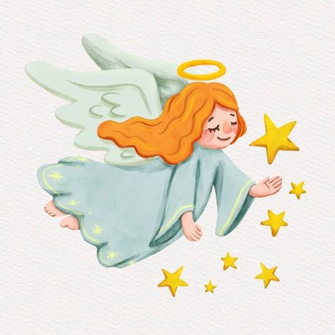 Cute Angel Drawing, Angels Illustration, Christmas Angel Drawing, Angel Illustration Art, Angel Christmas, Angel Character, Angels Drawing, Christmas Angel Watercolor, Christmas Angel