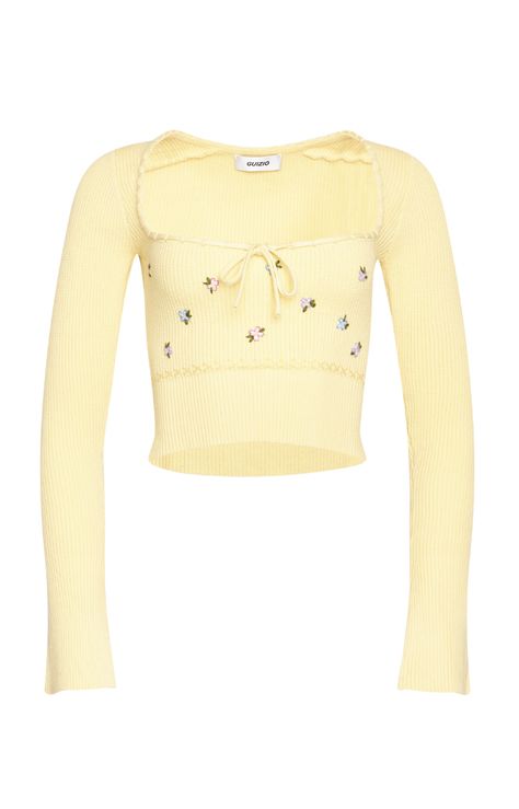 Waffle Sweater, Cute Fit, Spring Fashion Trends, Outfit Maker, Colourful Outfits, Cute Top, Pale Yellow, New Wardrobe, Embroidered Flowers