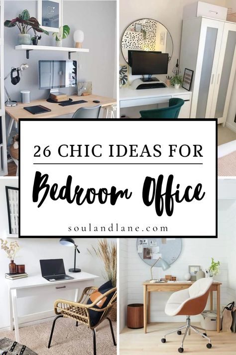 Merge productivity with tranquility by exploring chic bedroom office ideas designed for those who desire a balanced space. Discover how to cleverly integrate a work area into your bedroom without sacrificing comfort or style. From compact, minimalist desks that fit snugly into cozy corners to creative storage solutions that keep clutter at bay, these ideas will inspire you to create a multifunctional space where work and rest coexist harmoniously. Incorporate soothing colors, strategic lighting, Office Bedroom Layout Ideas, Bed With Desk Next To It, Room Ideas With Work Space, Small Bedroom Converted To Office, Bedroom Office Space Ideas, Small Office Nook In Bedroom, Bedroom Small Office Space, Spare Bedroom Desk Ideas, Bedroom With Writing Desk