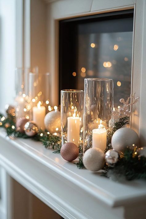 15 Chic Christmas Mantle Decor Ideas for Cozy Fireplaces 36 Corner Christmas Decorations, No Christmas Winter Decor, Christmas Decor On Tv Stand, Simple Christmas Coffee Table Decor, Christmas Chimney Decoration, Sideboard Christmas Decor, Decorating With Ornaments, Dollar Tree Crafts Diy Christmas Decor, Christmas Decor Ideas For Living Room